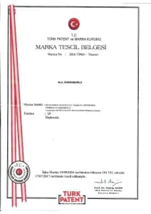 Durmuşoğlu marka tescil belgesi