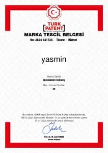 Yasmin marka tescil belgesi